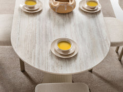 Bern Cream Dining Room Set (Consol With Mirror & Dining Table & 6 Dining Chair) - Ornate Home