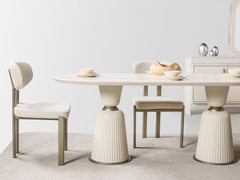Bern Cream Dining Room Set (Consol With Mirror & Dining Table & 6 Dining Chair) - Ornate Home