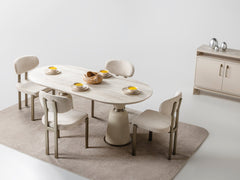 Bern Cream Dining Room Set (Consol With Mirror & Dining Table & 6 Dining Chair) - Ornate Home