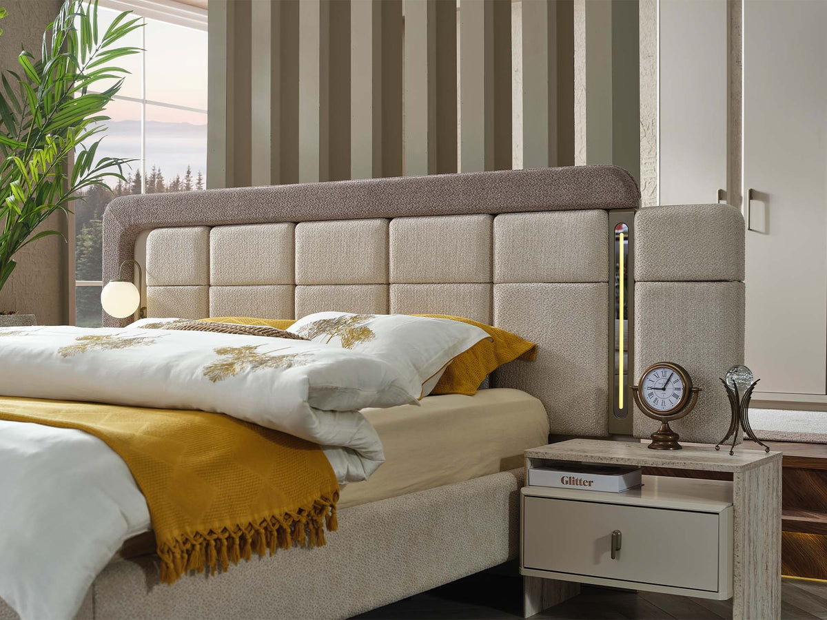 Bern Cream King Bed Frame With Headboard - Ornate Home