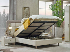 Bern Cream King Bed Frame With Headboard - Ornate Home