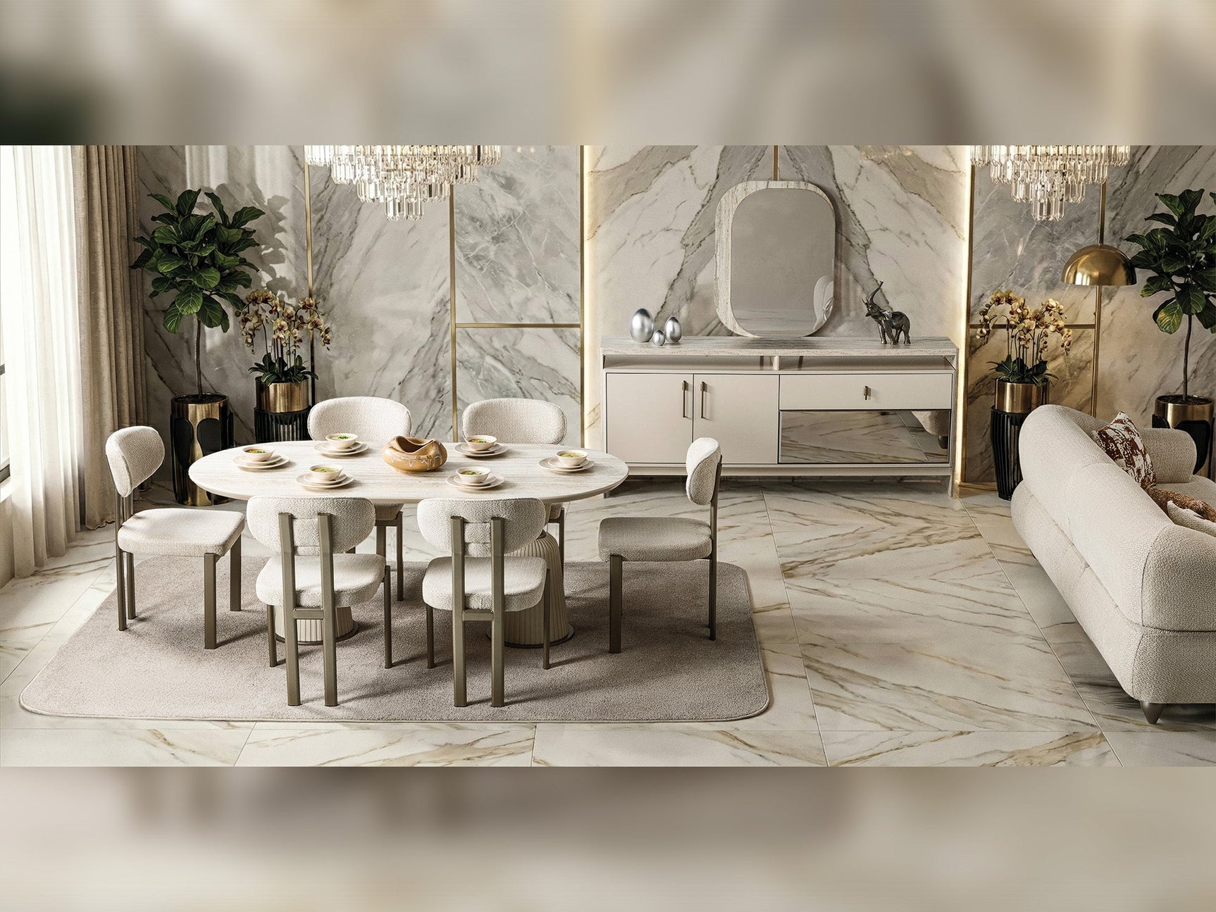 Bern Cream Consol With Mirror