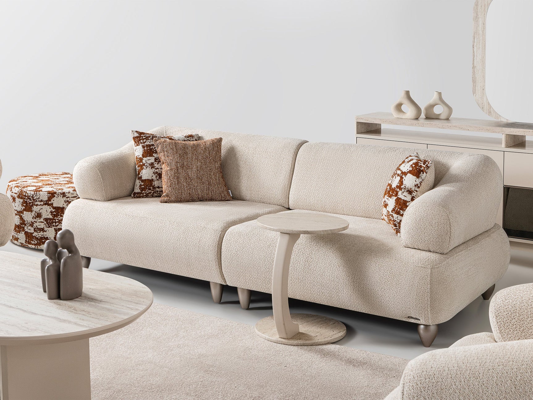 Bern Cream Convertible Loveseat