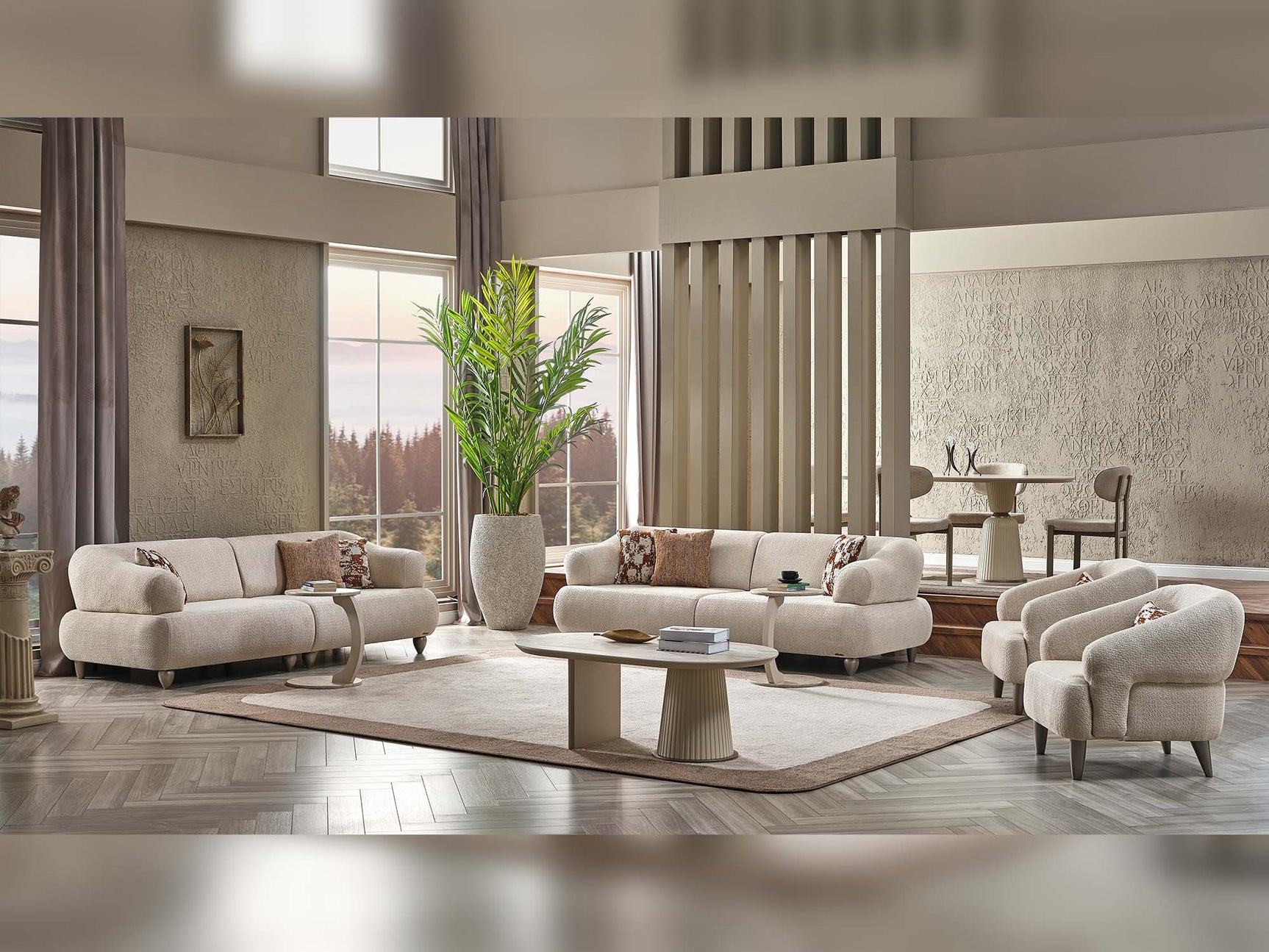 Bern Cream Convertible Loveseat