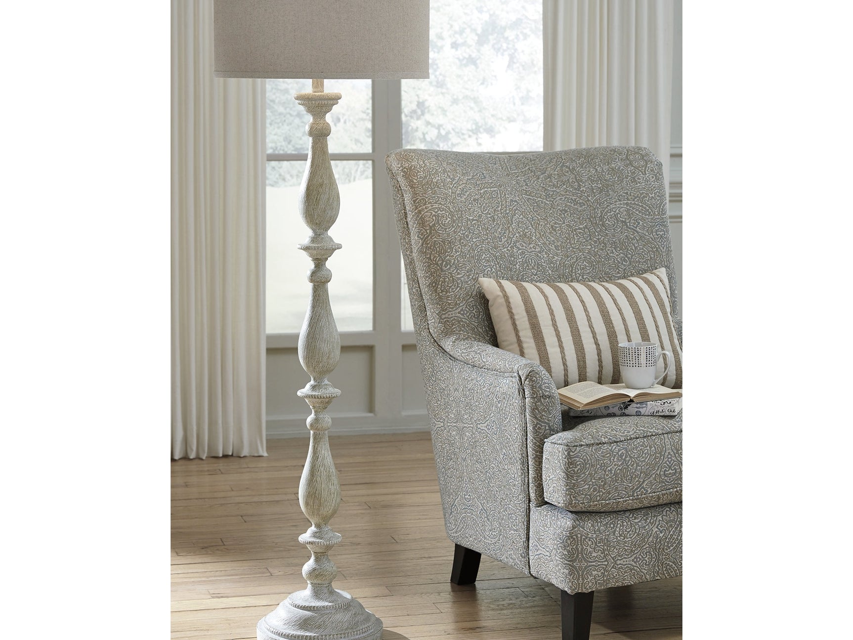 Bernadate Whitewash Floor Lamp - Ornate Home