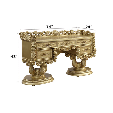 Bernadette Gold Finish Vanity Desk - Ornate Home