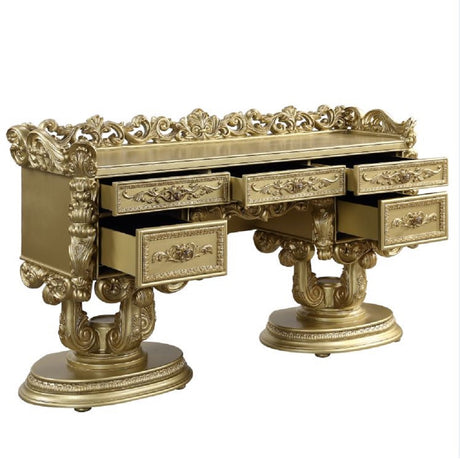 Bernadette Gold Finish Vanity Desk - Ornate Home