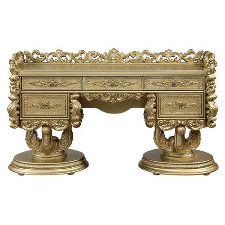 Bernadette Gold Finish Vanity Desk - Ornate Home