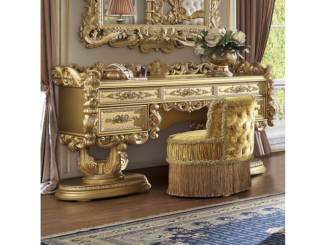 Bernadette Gold Finish Vanity Desk - Ornate Home