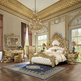 Bernadette White / Gold Finish Eastern King Bed - Ornate Home
