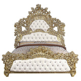 Bernadette White / Gold Finish Eastern King Bed - Ornate Home