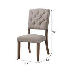 Bernard Cream Linen & Weathered Oak Side Chair - Ornate Home