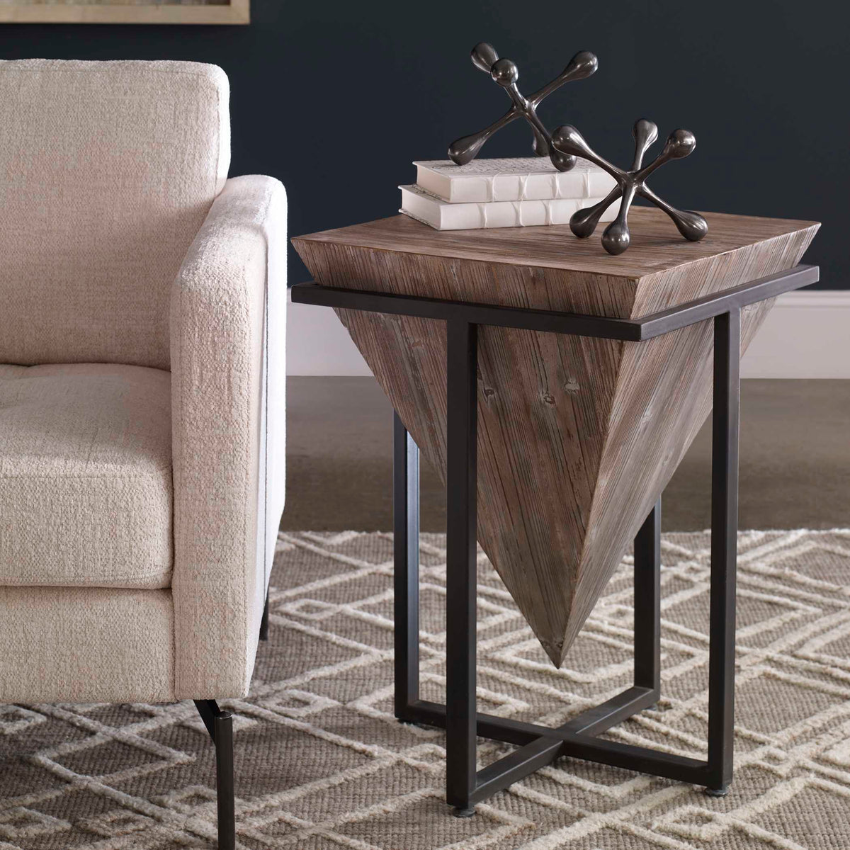 Bertrand Black/Woodtone Wood Accent Table - Ornate Home