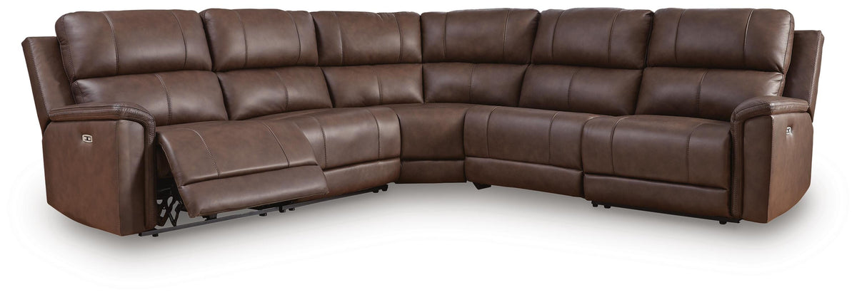 Beryton Espresso 5-Piece Power Reclining Sectional - Ornate Home