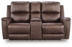 Beryton Espresso Power Reclining Loveseat with Console - Ornate Home