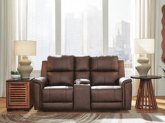 Beryton Espresso Power Reclining Loveseat with Console - Ornate Home
