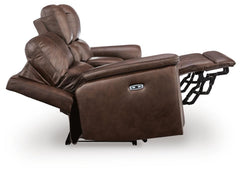 Beryton Espresso Power Reclining Loveseat with Console - Ornate Home