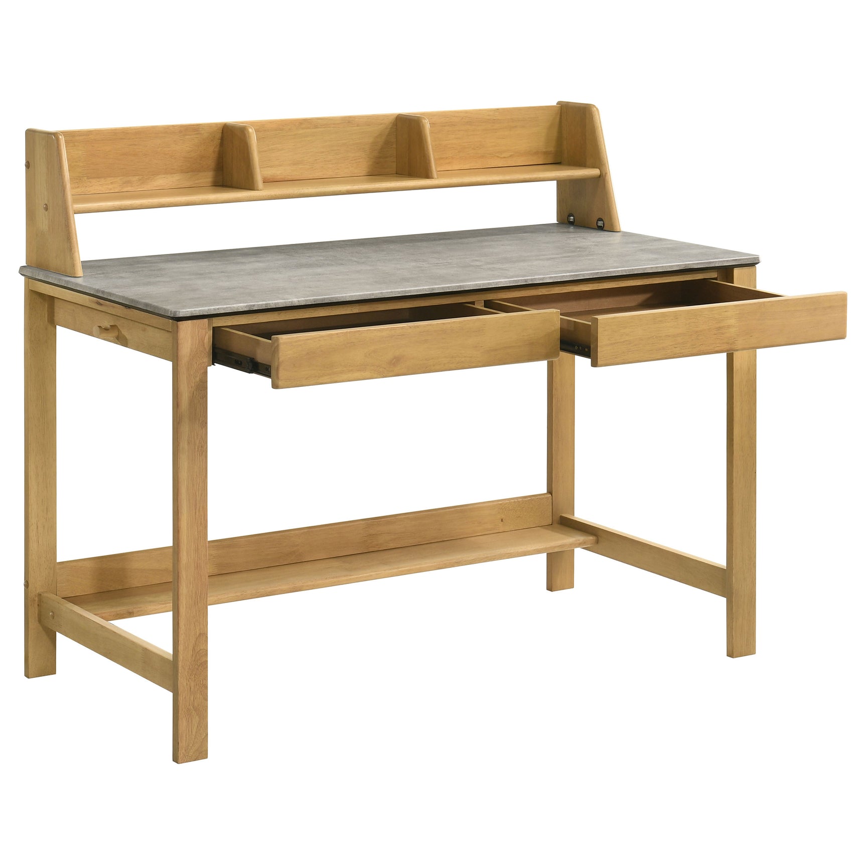Besler Cement/Natural 47-inch SmartTop Writing Desk with Shelf - Ornate Home