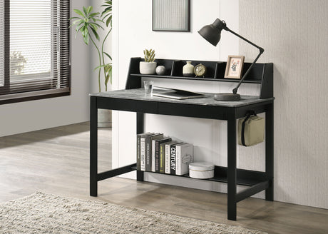 Besler Grey Stone/Black 47-inch SmartTop Writing Desk with Shelf - Ornate Home