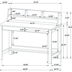 Besler Grey Stone/Black 47-inch SmartTop Writing Desk with Shelf - Ornate Home