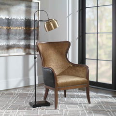 Bessemer Black/Brass Industrial Floor Lamp - Ornate Home