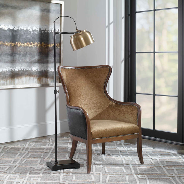 Bessemer Black/Brass Industrial Floor Lamp - Ornate Home