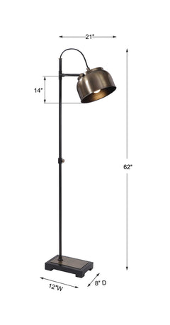 Bessemer Black/Brass Industrial Floor Lamp - Ornate Home