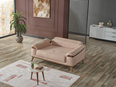 Beta Beige Convertible Loveseat - Ornate Home