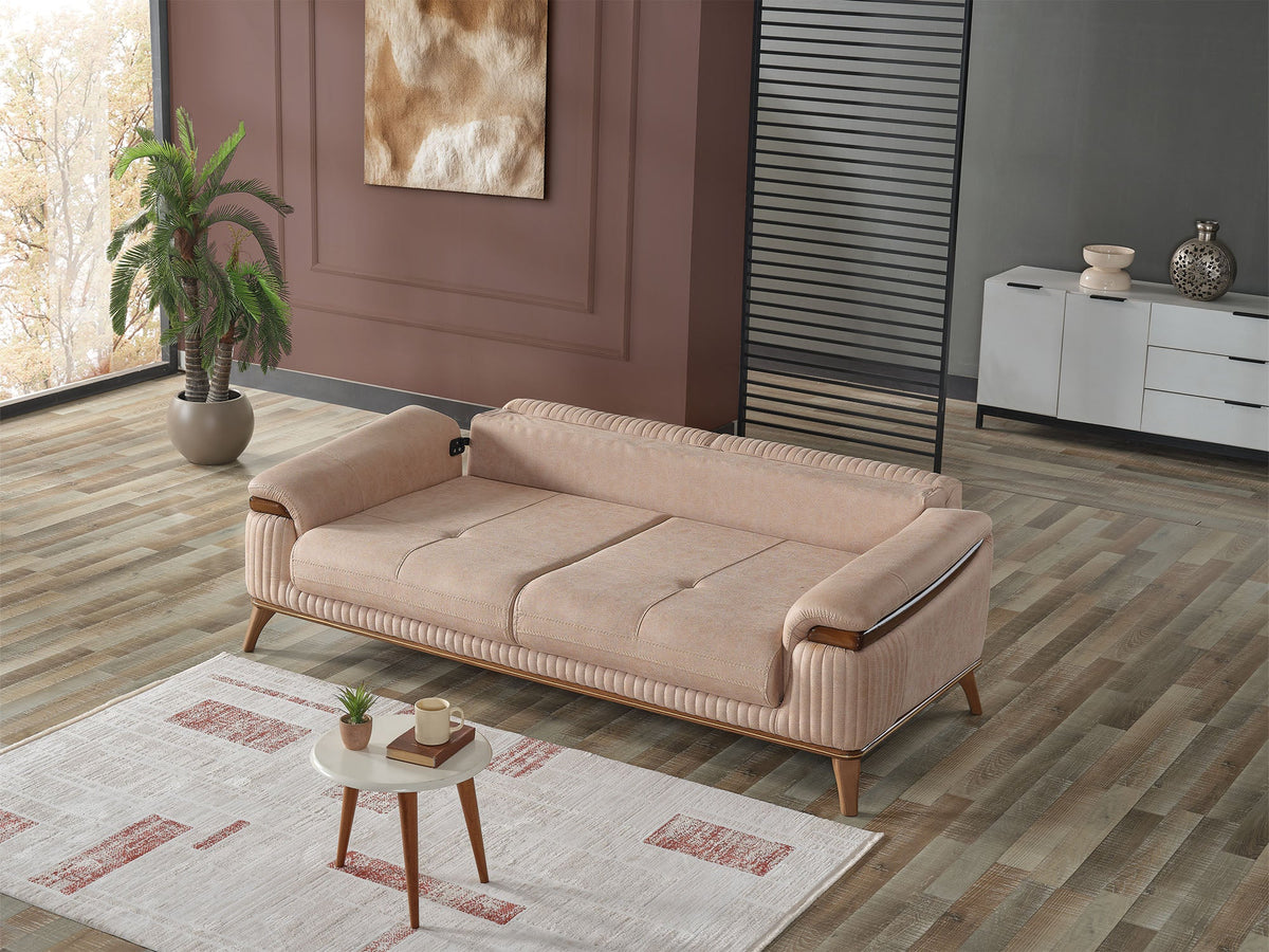 Beta Beige Convertible Sofa - Ornate Home