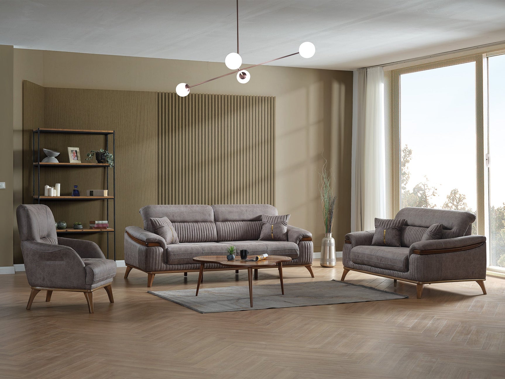 Beta Fume 3-pieces (Sofa & Loveseat & Chair) Living Room Set