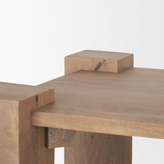 Beth Light Brown Wood Square Accent Table - Ornate Home
