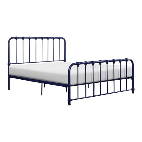 Bethany Blue Queen Metal Platform Bed - Ornate Home