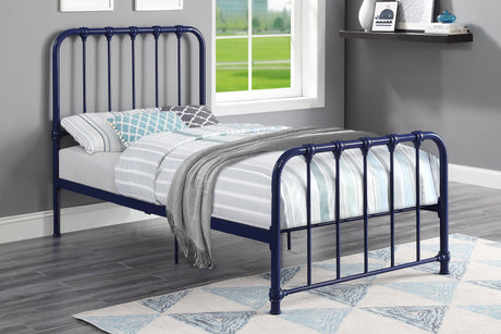Bethany Blue Twin Metal Platform Bed - Ornate Home