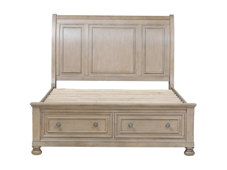 Bethel Wire Brushed Gray Eastern King Platform Bed - Ornate Home