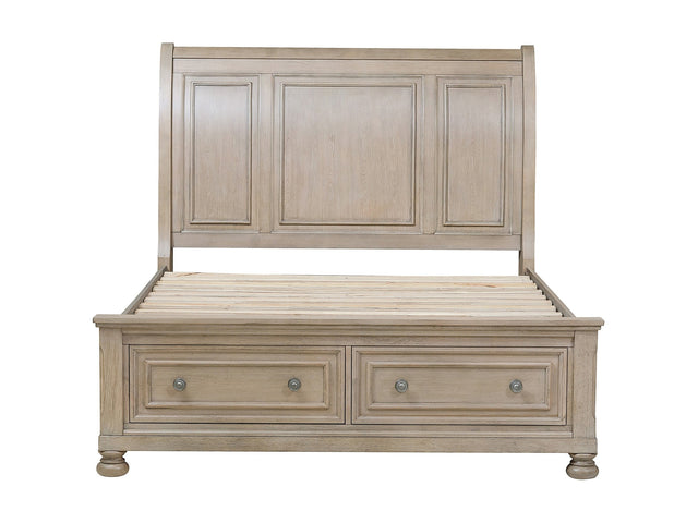 Bethel Wire Brushed Gray Eastern King Platform Bed - Ornate Home