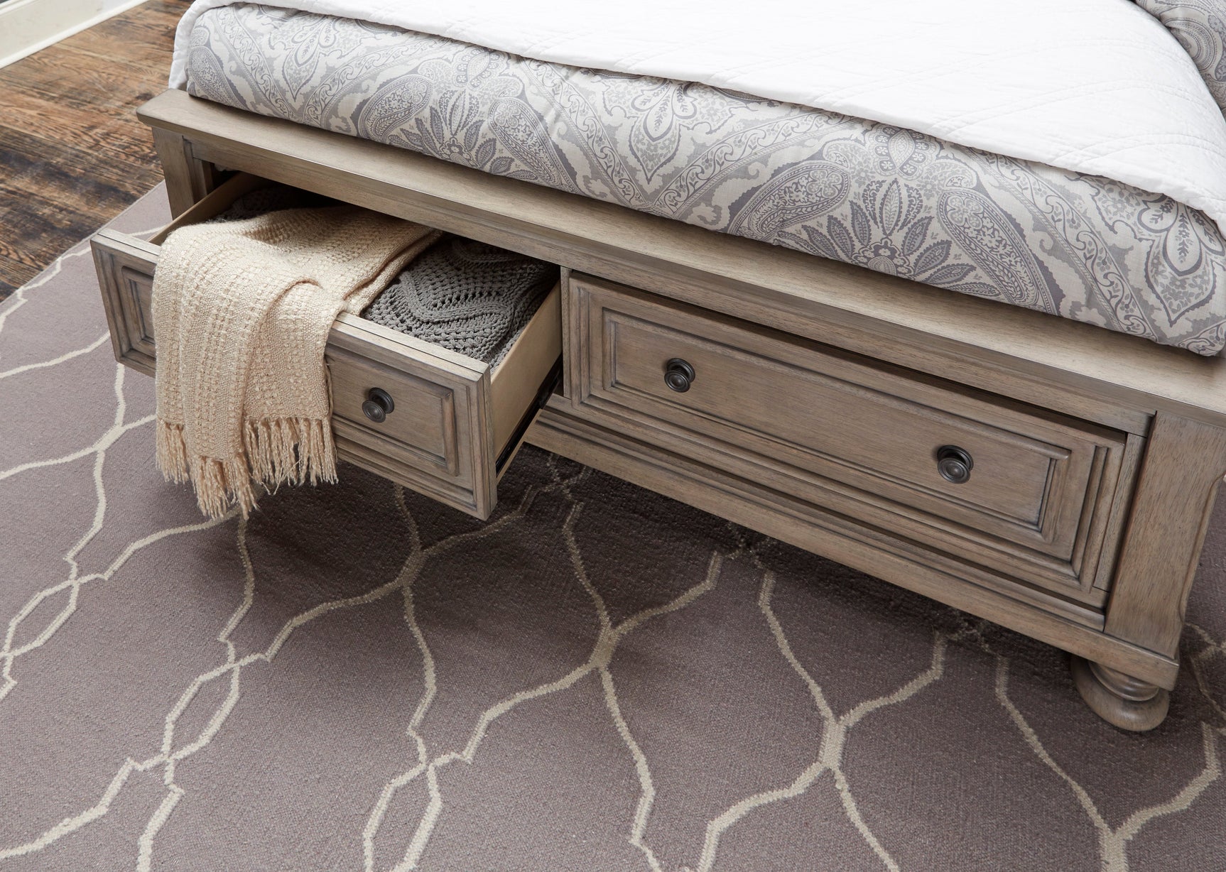 Bethel Wire Brushed Gray Eastern King Platform Bed - Ornate Home