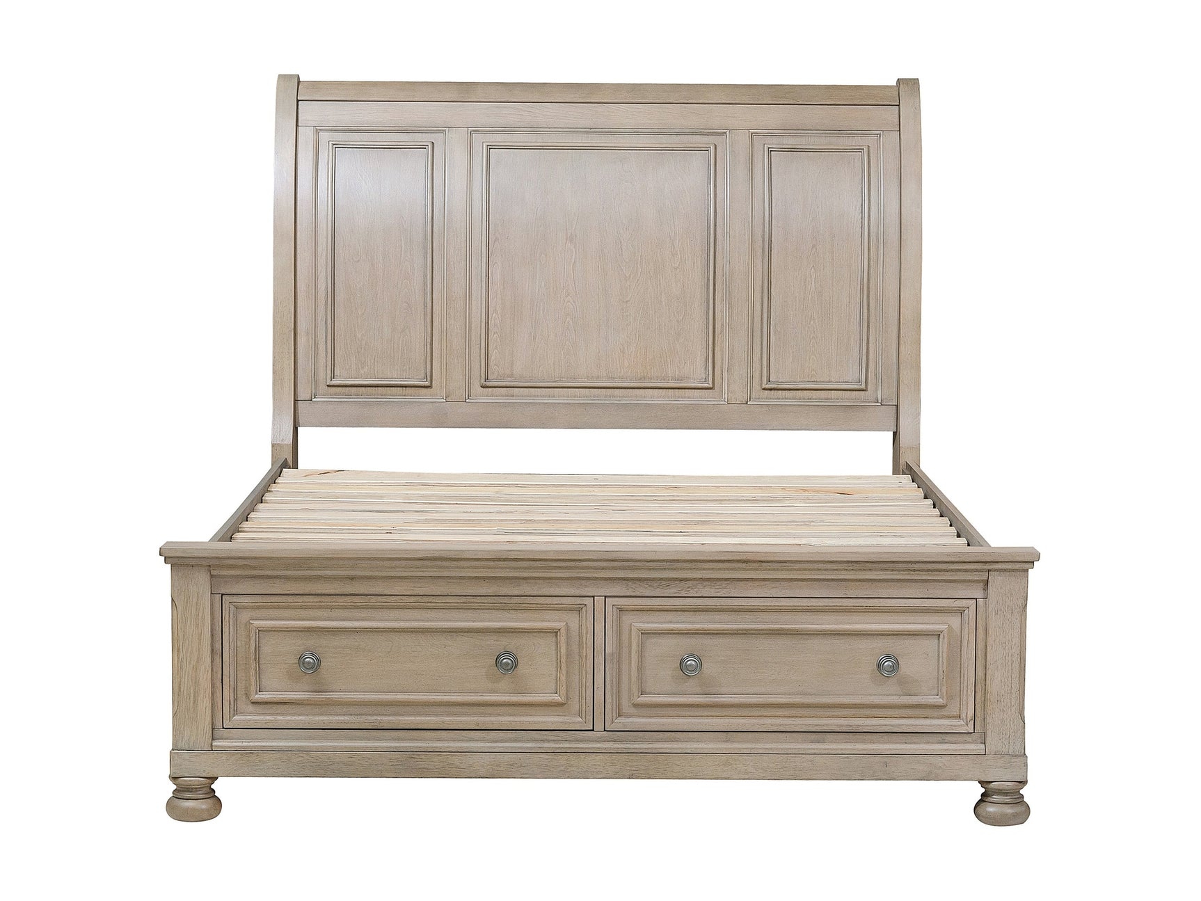 Bethel Wire Brushed Gray Queen Platform Bed - Ornate Home