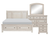 Bethel Wire-Brushed White 4-piece Queen Bedroom Set - Ornate Home
