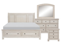 Bethel Wire-Brushed White 4-piece Queen Bedroom Set - Ornate Home