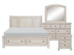 Bethel Wire-Brushed White 4-piece Queen Bedroom Set - Ornate Home