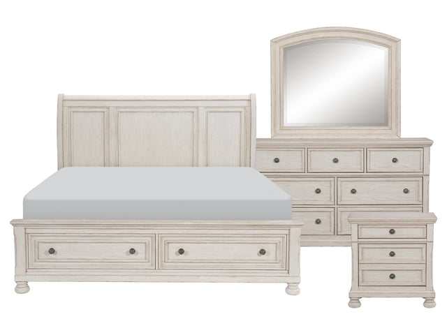 Bethel Wire-Brushed White 4-piece Queen Bedroom Set - Ornate Home