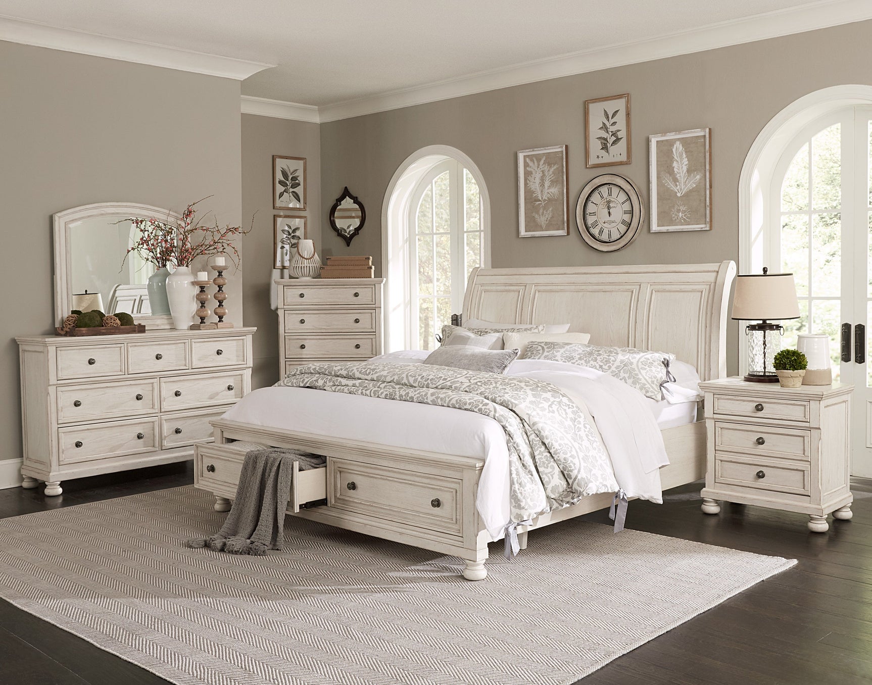 Bethel Wire-Brushed White California King Platform Bed - Ornate Home