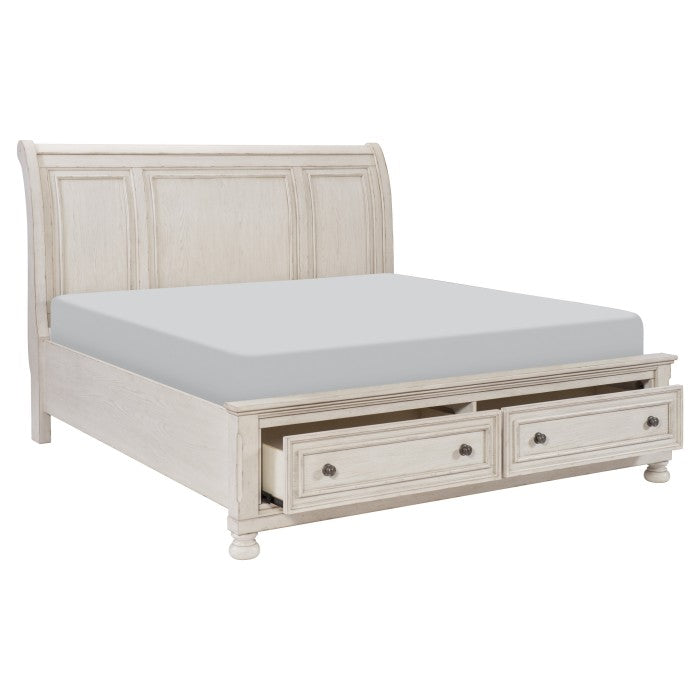 Bethel Wire-Brushed White California King Platform Bed - Ornate Home