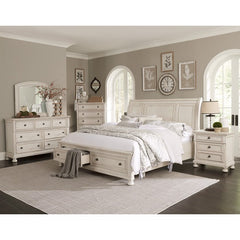 Bethel Wire-Brushed White California King Platform Bed - Ornate Home