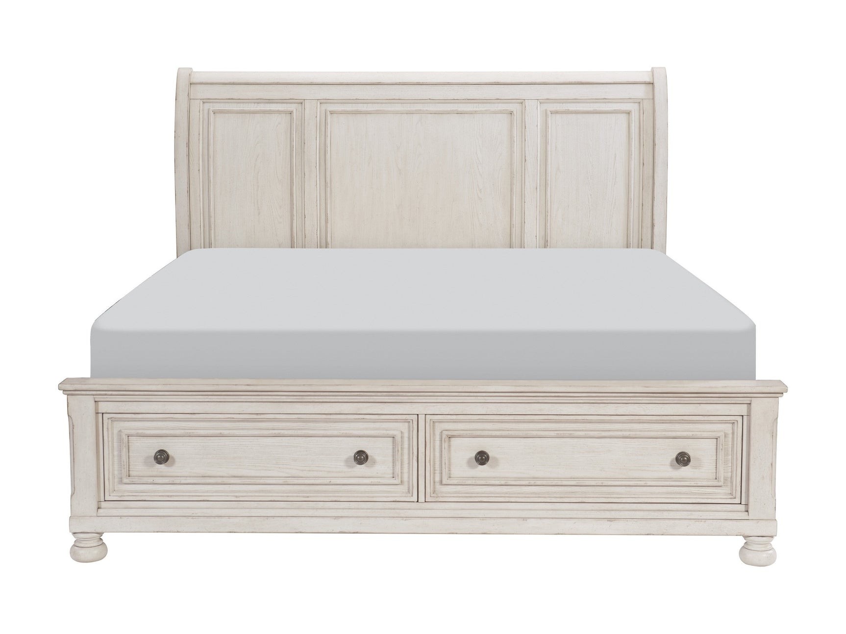Bethel Wire-Brushed White Eastern King Platform Bed - Ornate Home