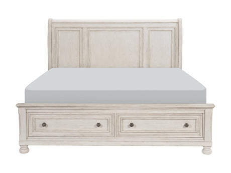 Bethel Wire-Brushed White Eastern King Platform Bed - Ornate Home