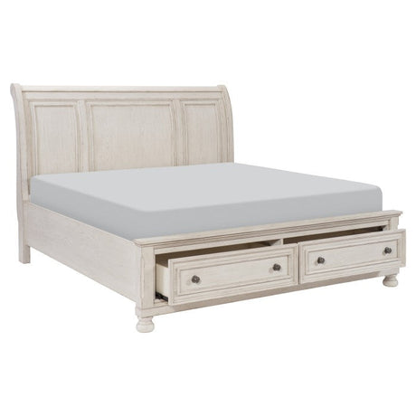 Bethel Wire-Brushed White Eastern King Platform Bed - Ornate Home