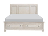 Bethel Wire-Brushed White Queen Platform Bed - Ornate Home