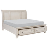 Bethel Wire-Brushed White Queen Platform Bed - Ornate Home