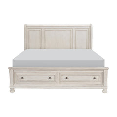 Bethel Wire-Brushed White Queen Platform Bed - Ornate Home